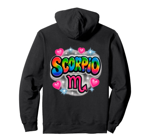 Scorpio Zodiac Sign Rainbow Airbrush Art Hoodie - Unique Graphic Men Women - T-Shirt, Sweatshirt, Hoodie
