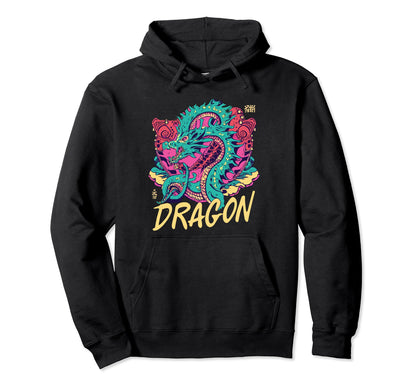 Dragon Techno Vaporwave Anime Hoodie - Casual Everyday Wear Men Women - T-Shirt, Sweatshirt, Hoodie