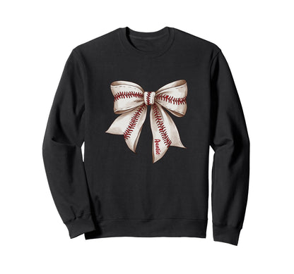 Auntie Baseball Bow Aunt Sweatshirt - Fun Novelty Design for Adults - T-Shirt, Sweatshirt, Hoodie