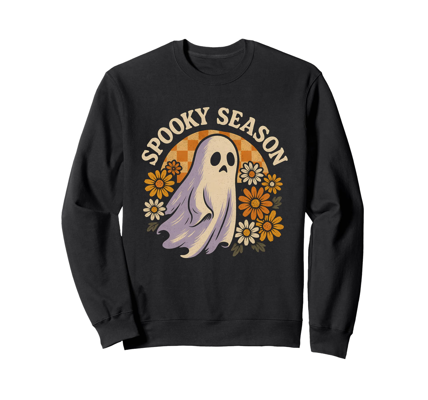 Halloween Spooky Season Floral Ghost Hoodie - Casual Everyday Wear Unisex - T-Shirt, Sweatshirt, Hoodie