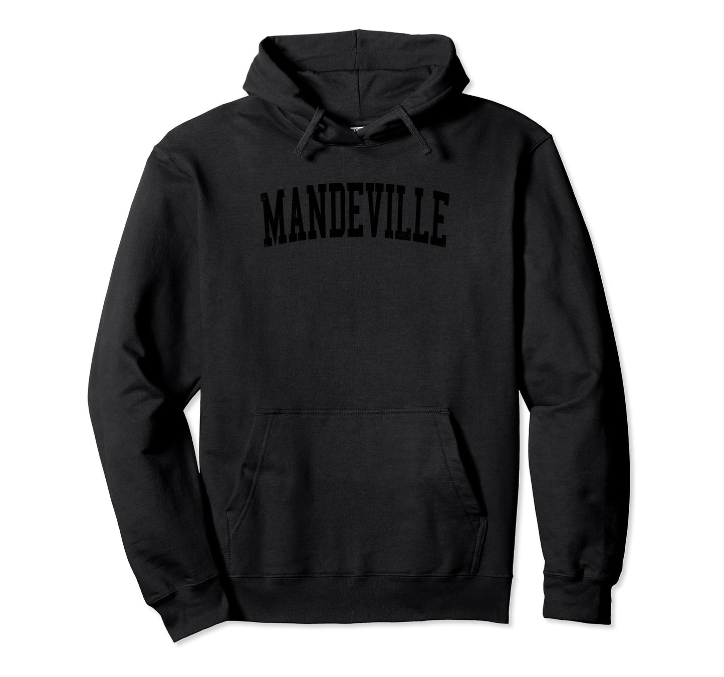 Mandeville La Distressed Black Varsity Hoodie - Custom Art Print Men Women - T-Shirt, Sweatshirt, Hoodie