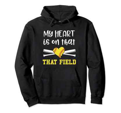 Softball Mom And Grandma My Heart Hoodie - Unique Graphic for Adults - T-Shirt, Sweatshirt, Hoodie