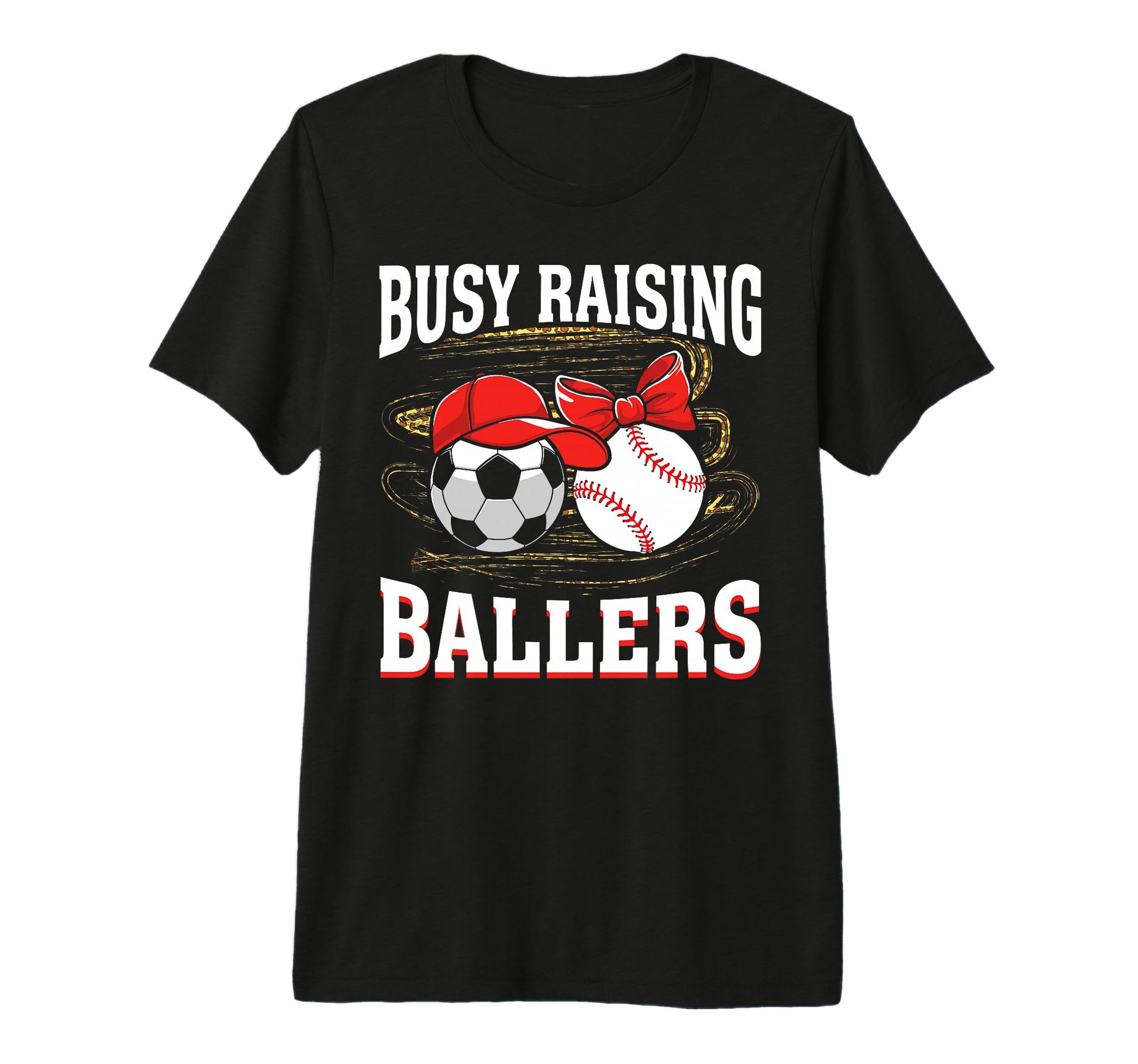 Busy Raising Ballers Soccer Baseball Mom T-Shirt - Minimalist Print Unisex - T-Shirt, Sweatshirt, Hoodie