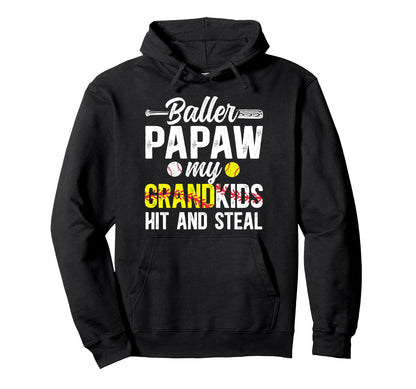 Baller Papaw Funny Baseball Softball Hoodie - Aesthetic Graphic Men Women - T-Shirt, Sweatshirt, Hoodie