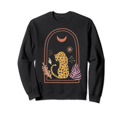 Boho Leopard Celestial Moon And Stars Sweatshirt - Custom Art Print Unisex - T-Shirt, Sweatshirt, Hoodie