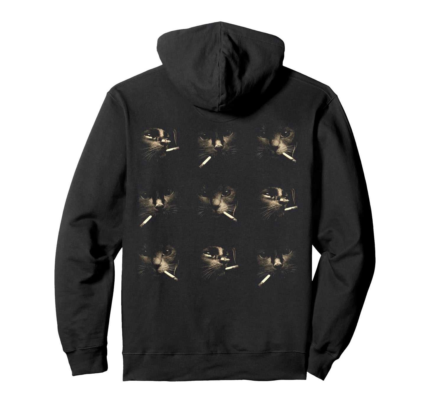 Funny Edgy Smoking Cat Meme 3X3 Grid 90S Hoodie - Fun Novelty Design Unisex - T-Shirt, Sweatshirt, Hoodie