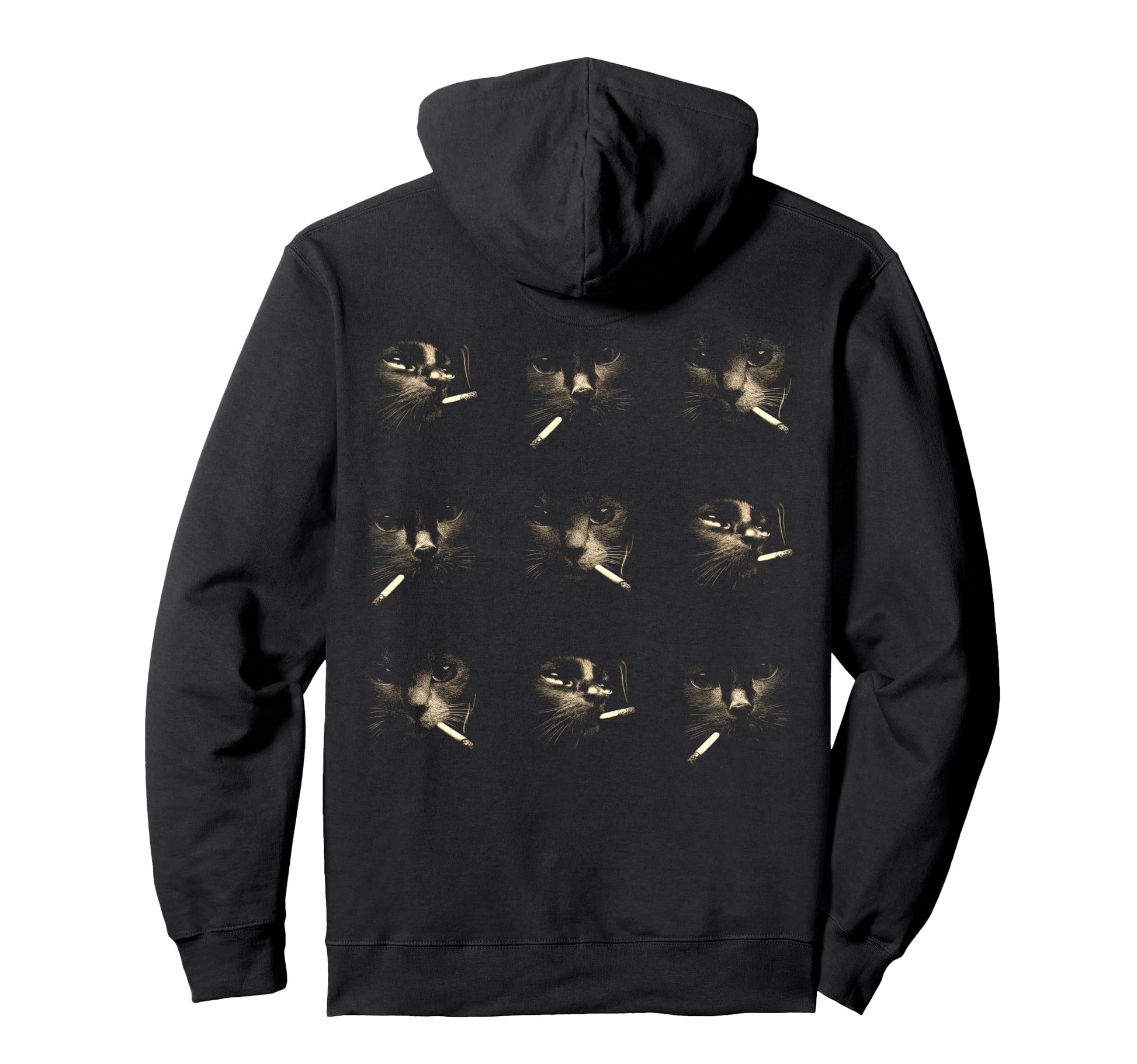 Funny Edgy Smoking Cat Meme 3X3 Grid 90S Hoodie - Fun Novelty Design Unisex - T-Shirt, Sweatshirt, Hoodie
