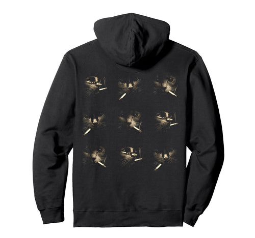 Funny Edgy Smoking Cat Meme 3X3 Grid 90S Hoodie - Fun Novelty Design Unisex - T-Shirt, Sweatshirt, Hoodie