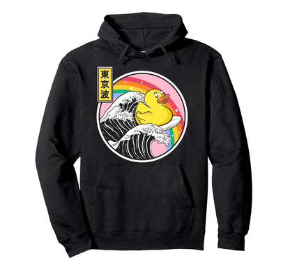 Rubber Duck Surfing Kanagawa Wave Hoodie - Graphic Print for Adults - T-Shirt, Sweatshirt, Hoodie