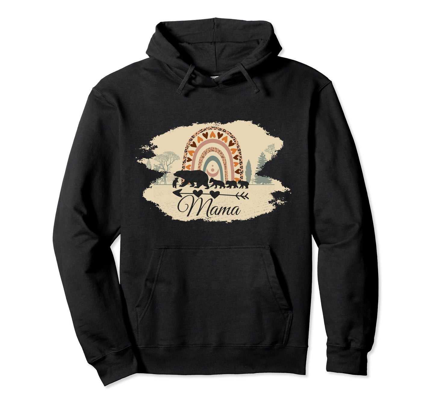 Mama Bear Four Cubs And Rainbow Boho Hoodie - Streetwear Style Unisex - T-Shirt, Sweatshirt, Hoodie