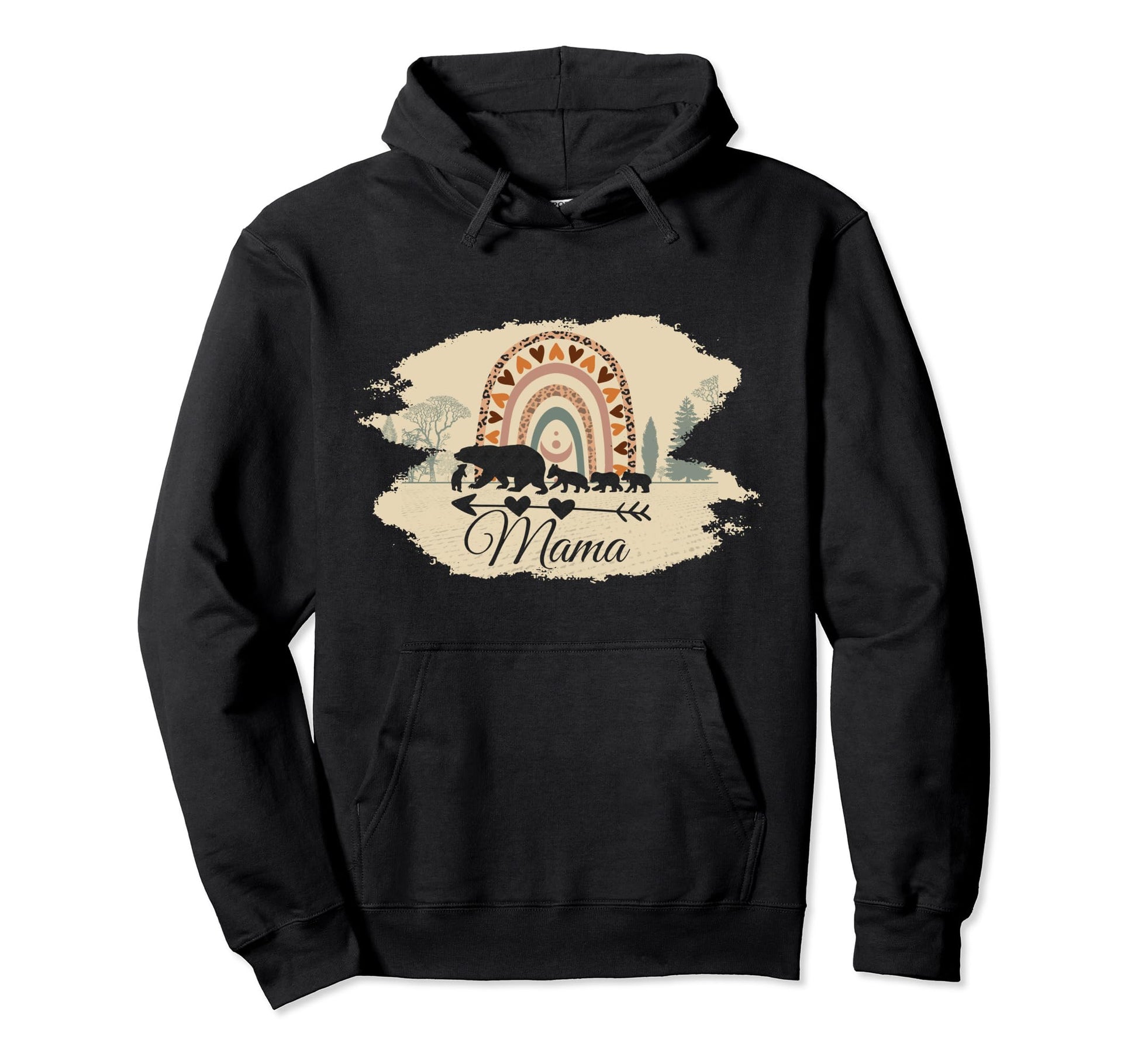 Mama Bear Four Cubs And Rainbow Boho Hoodie - Streetwear Style Unisex - T-Shirt, Sweatshirt, Hoodie