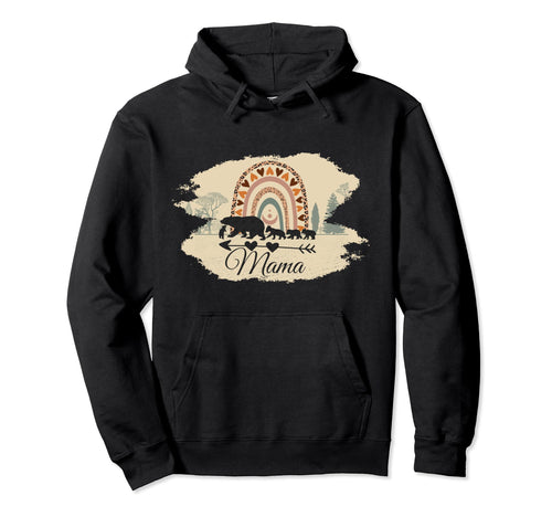 Mama Bear Four Cubs And Rainbow Boho Hoodie - Streetwear Style Unisex - T-Shirt, Sweatshirt, Hoodie