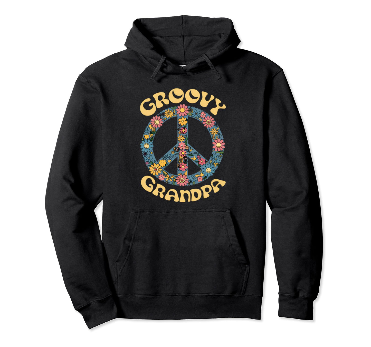 Groovy Grandpa Hippie 60S 70S Themed Hoodie - Graphic Print Men Women - T-Shirt, Sweatshirt, Hoodie