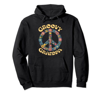 Groovy Grandpa Hippie 60S 70S Themed Hoodie - Graphic Print Men Women - T-Shirt, Sweatshirt, Hoodie