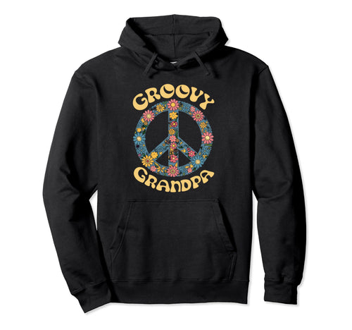 Groovy Grandpa Hippie 60S 70S Themed Hoodie - Graphic Print Men Women - T-Shirt, Sweatshirt, Hoodie