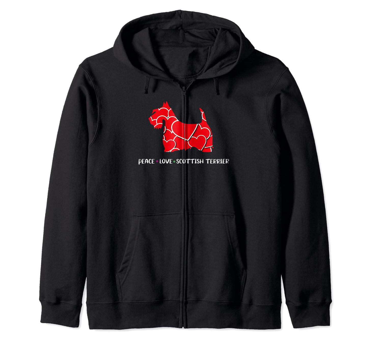 Peace Love Scottish Terrier Dog Dad Mom Hoodie - Graphic Print for Adults - T-Shirt, Sweatshirt, Hoodie