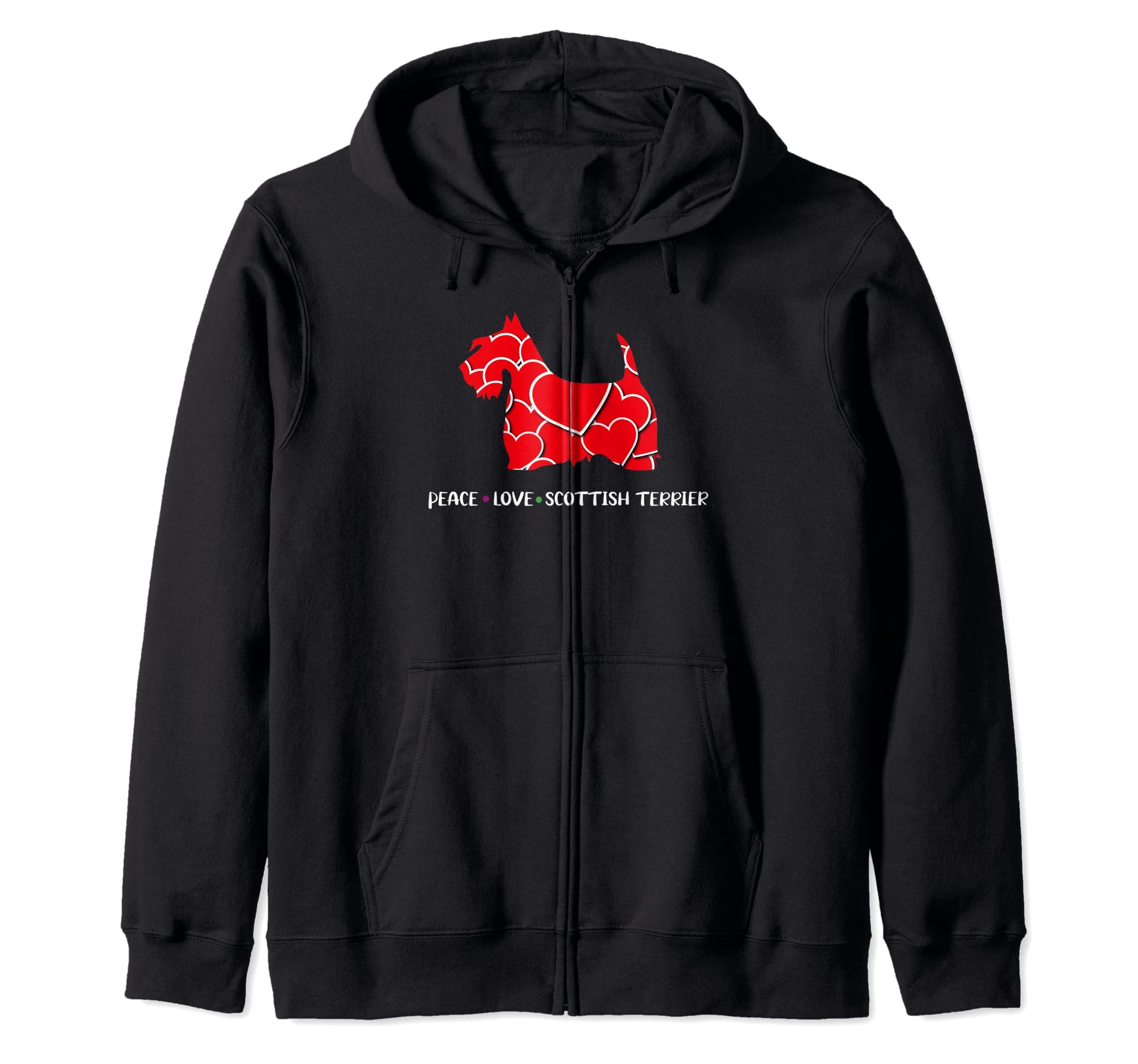 Peace Love Scottish Terrier Dog Dad Mom Hoodie - Graphic Print for Adults - T-Shirt, Sweatshirt, Hoodie