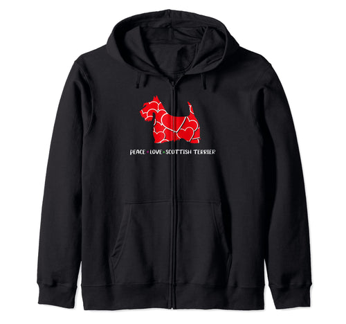 Peace Love Scottish Terrier Dog Dad Mom Hoodie - Graphic Print for Adults - T-Shirt, Sweatshirt, Hoodie