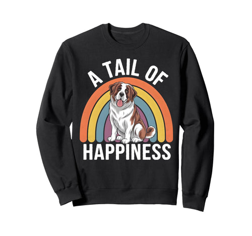 Tail Happiness Saint Bernard Dog Rainbow Sweatshirt - Unique Graphic Unisex - T-Shirt, Sweatshirt, Hoodie