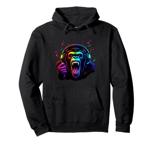 Musical Chimp Rainbow Singing Monkey Hoodie - Custom Art Print Men Women - T-Shirt, Sweatshirt, Hoodie