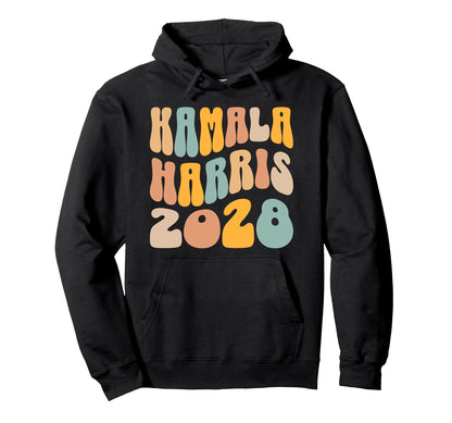 Kamala Harris 2028 President Boho Wavy Hoodie - Graphic Print for Adults - T-Shirt, Sweatshirt, Hoodie