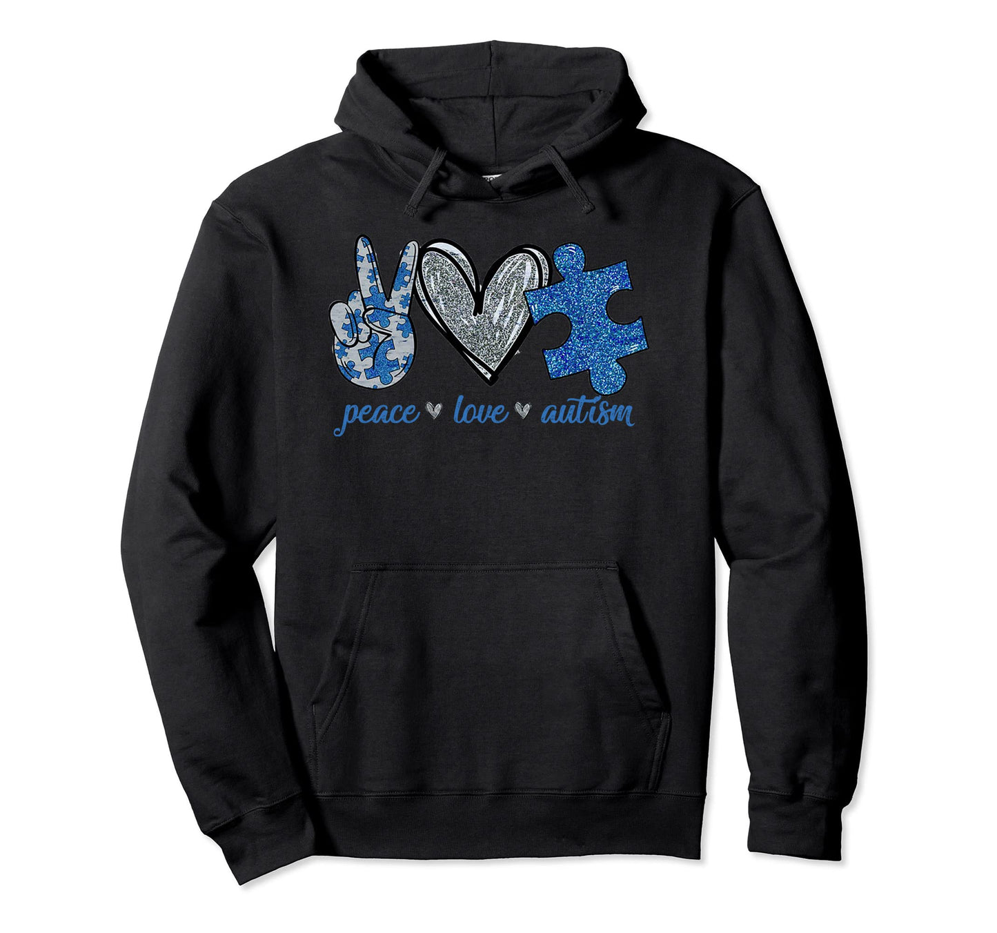 Autism Awareness Month Peace Love Hoodie - Casual Everyday Wear Unisex - T-Shirt, Sweatshirt, Hoodie