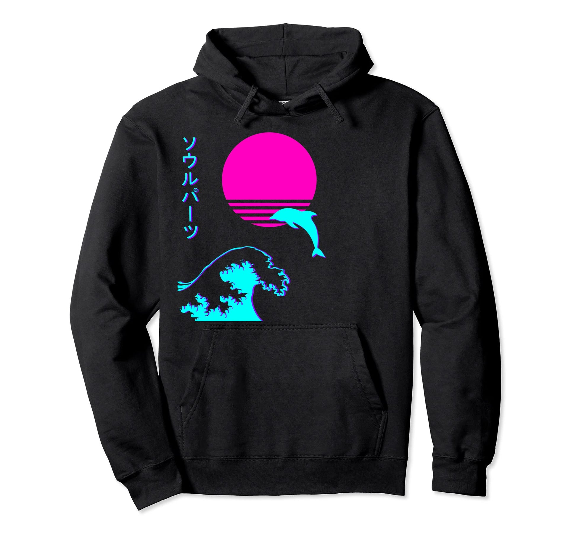 Vaporwave Sea Dolphin 90S Japanese Hoodie - Unique Graphic for Adults - T-Shirt, Sweatshirt, Hoodie