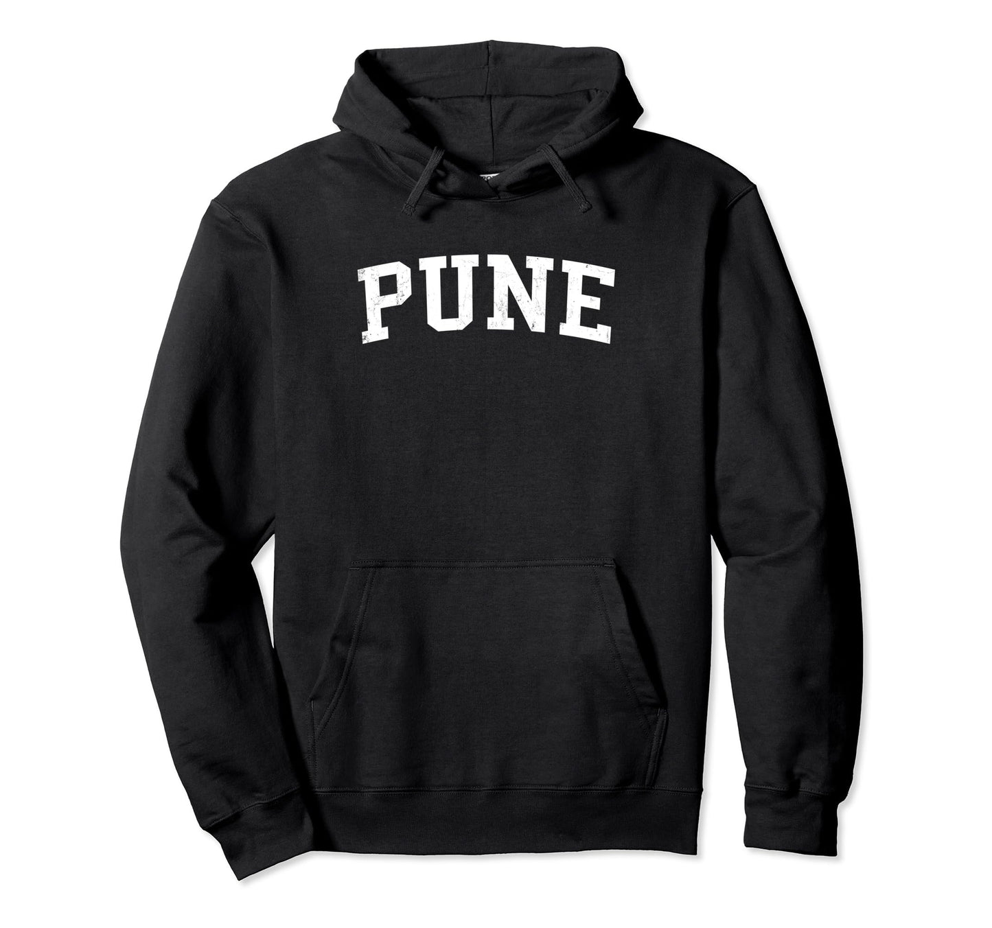Pune India Distressed White Varsity Hoodie - Unique Graphic Men Women - T-Shirt, Sweatshirt, Hoodie