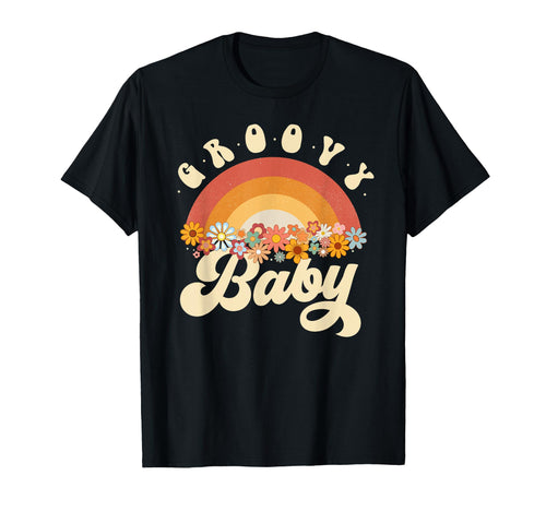 Groovy Rainbow Colorful Flowers T-Shirt - Fun Novelty Design Unisex - T-Shirt, Sweatshirt, Hoodie