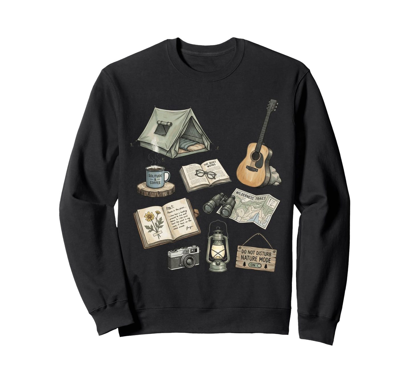 Solo Nature Camping Journal Sweatshirt - Casual Everyday Wear Men Women - T-Shirt, Sweatshirt, Hoodie