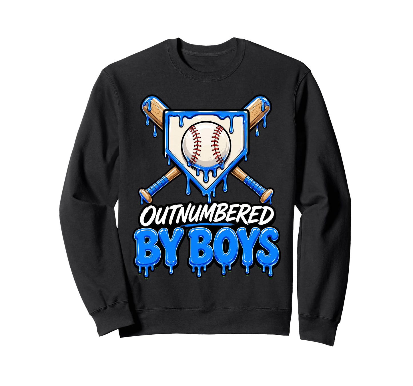 Funny Baseball Mom Outnumbered Drip Sweatshirt - Unique Graphic for Adults - T-Shirt, Sweatshirt, Hoodie