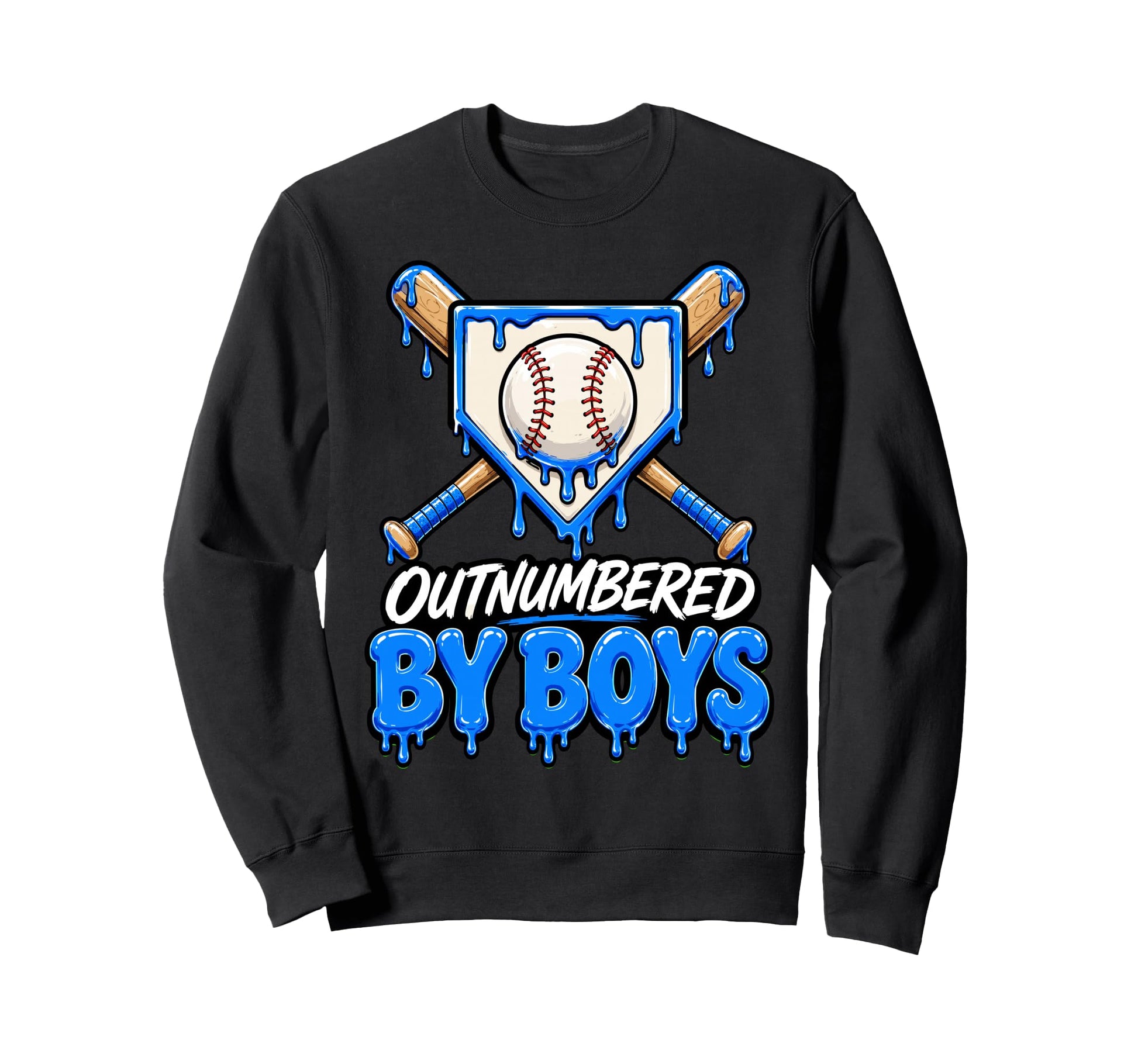 Funny Baseball Mom Outnumbered Drip Sweatshirt - Unique Graphic for Adults - T-Shirt, Sweatshirt, Hoodie