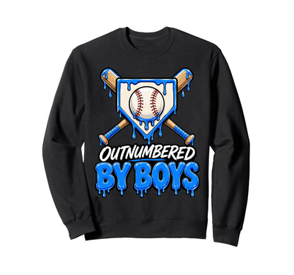 Funny Baseball Mom Outnumbered Drip Sweatshirt - Unique Graphic for Adults - T-Shirt, Sweatshirt, Hoodie