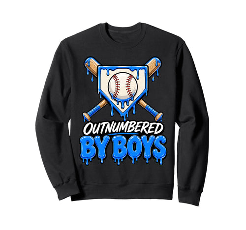 Funny Baseball Mom Outnumbered Drip Sweatshirt - Unique Graphic for Adults - T-Shirt, Sweatshirt, Hoodie