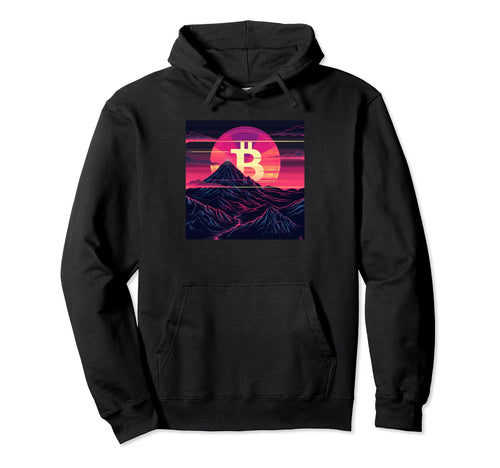 Bitcoin Vaporwave Aesthetic 80S Hoodie - Custom Art Print for Adults - T-Shirt, Sweatshirt, Hoodie
