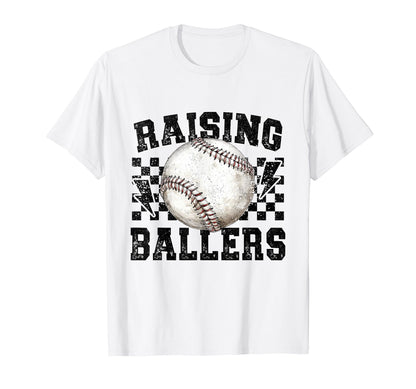 Raising Ballers Funny Baseball T-Shirt - Minimalist Print Men Women - T-Shirt, Sweatshirt, Hoodie