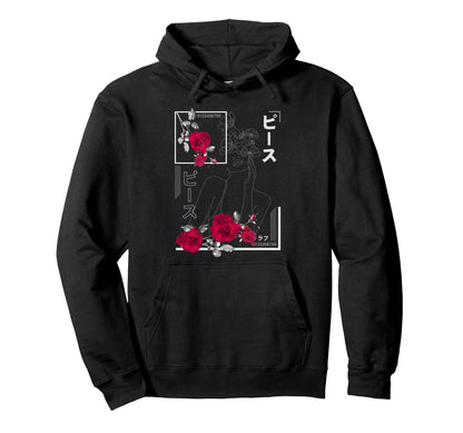 Japan Minimalist Rose Japanese Vaporwave Hoodie - Aesthetic Graphic Unisex - T-Shirt, Sweatshirt, Hoodie