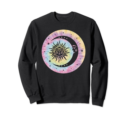 Boho Tie Dye Hippie Moon Sun Stars Sweatshirt - Streetwear Style Men Women - T-Shirt, Sweatshirt, Hoodie