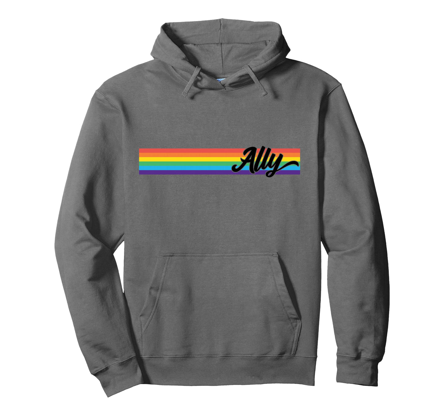 Proud Ally Rainbow Flag Pride Month Hoodie - Aesthetic Graphic Men Women - T-Shirt, Sweatshirt, Hoodie