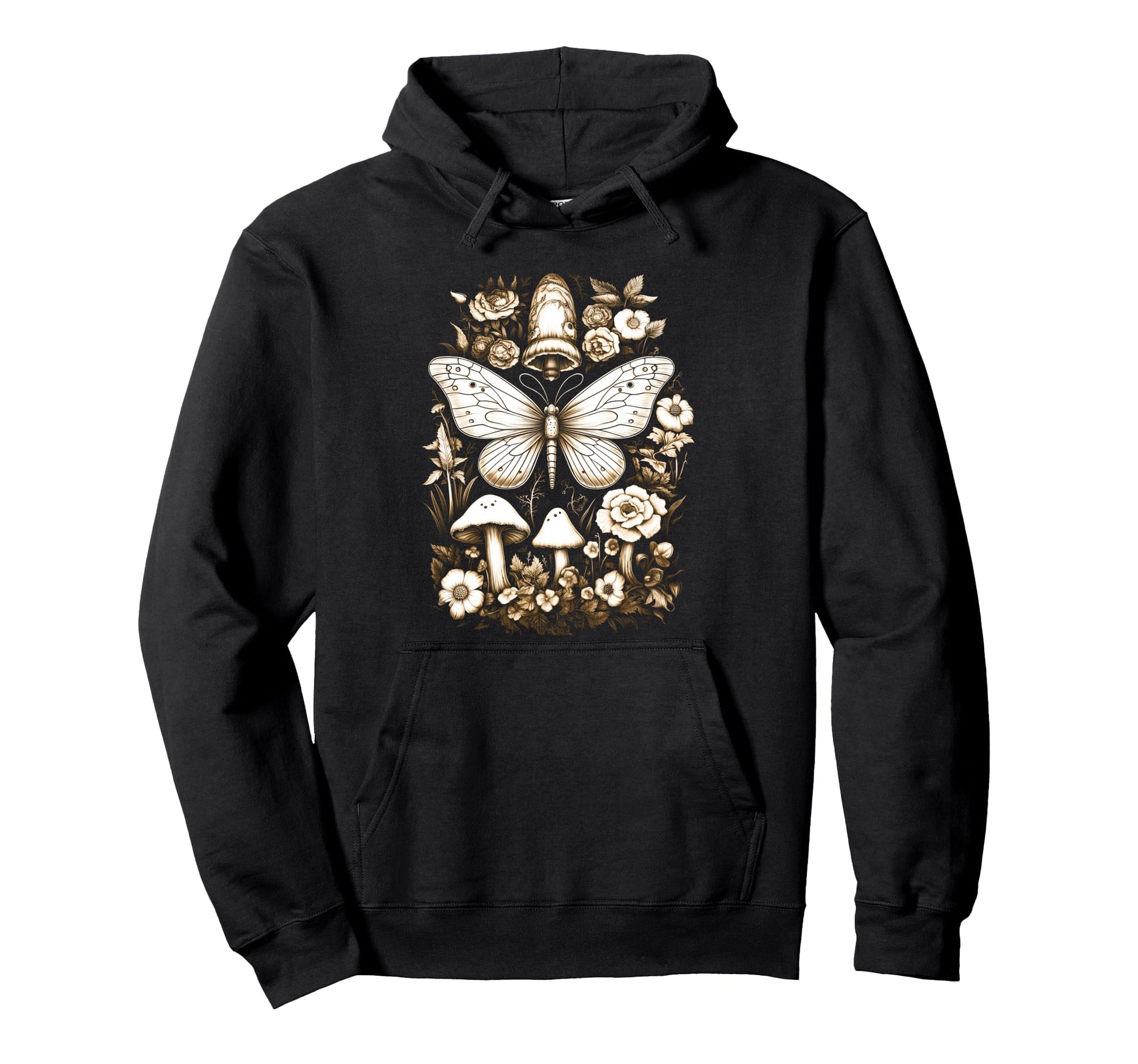 Boho Moth Grunge Fairycore Witchy Flora Hoodie - Graphic Print Unisex - T-Shirt, Sweatshirt, Hoodie