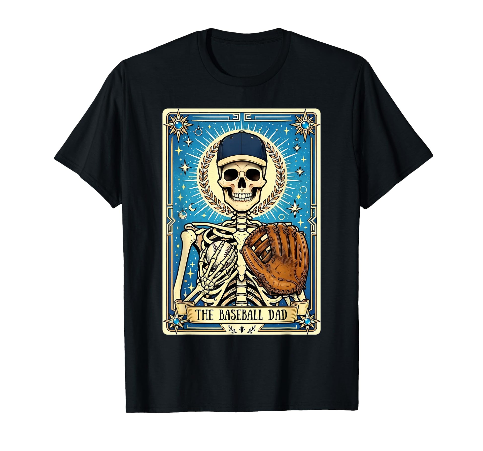 Baseball Dad Tarot Card Skeleton Fathers T-Shirt - Unique Graphic Unisex - T-Shirt, Sweatshirt, Hoodie