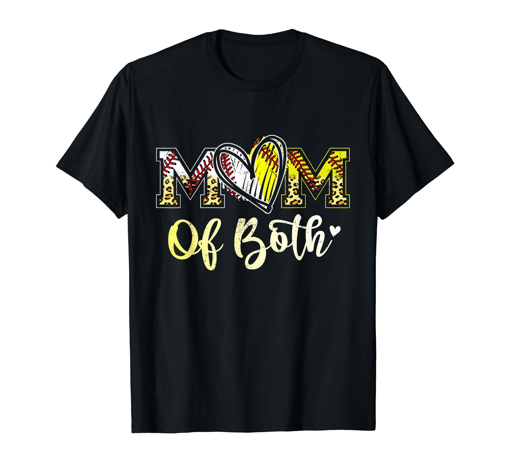 Mom Both Baseball Softball Mom Heart T-Shirt - Graphic Print for Adults - T-Shirt, Sweatshirt, Hoodie