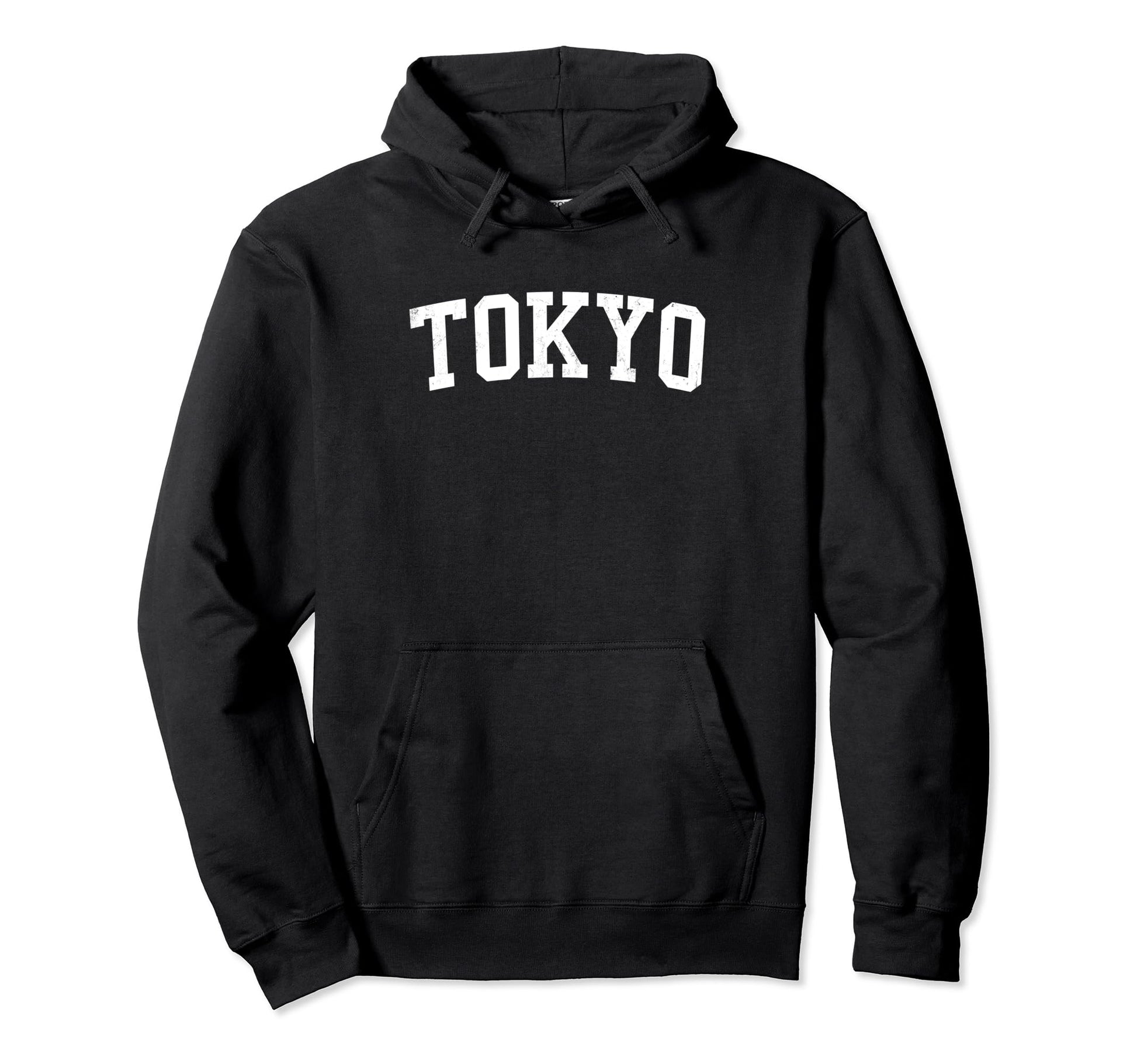 Tokyo Japan Distressed White Varsity Hoodie - Fun Novelty Design Unisex - T-Shirt, Sweatshirt, Hoodie