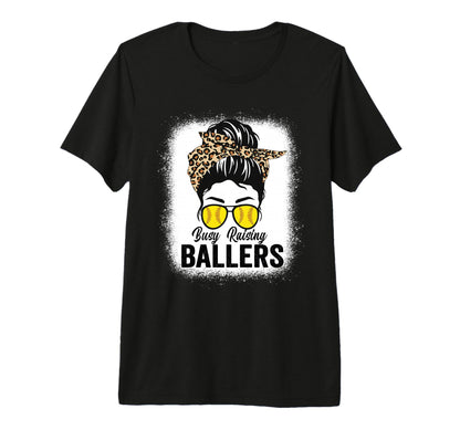 Busy Raising Ballers Softball Messy Bun T-Shirt - Graphic Print Unisex - T-Shirt, Sweatshirt, Hoodie