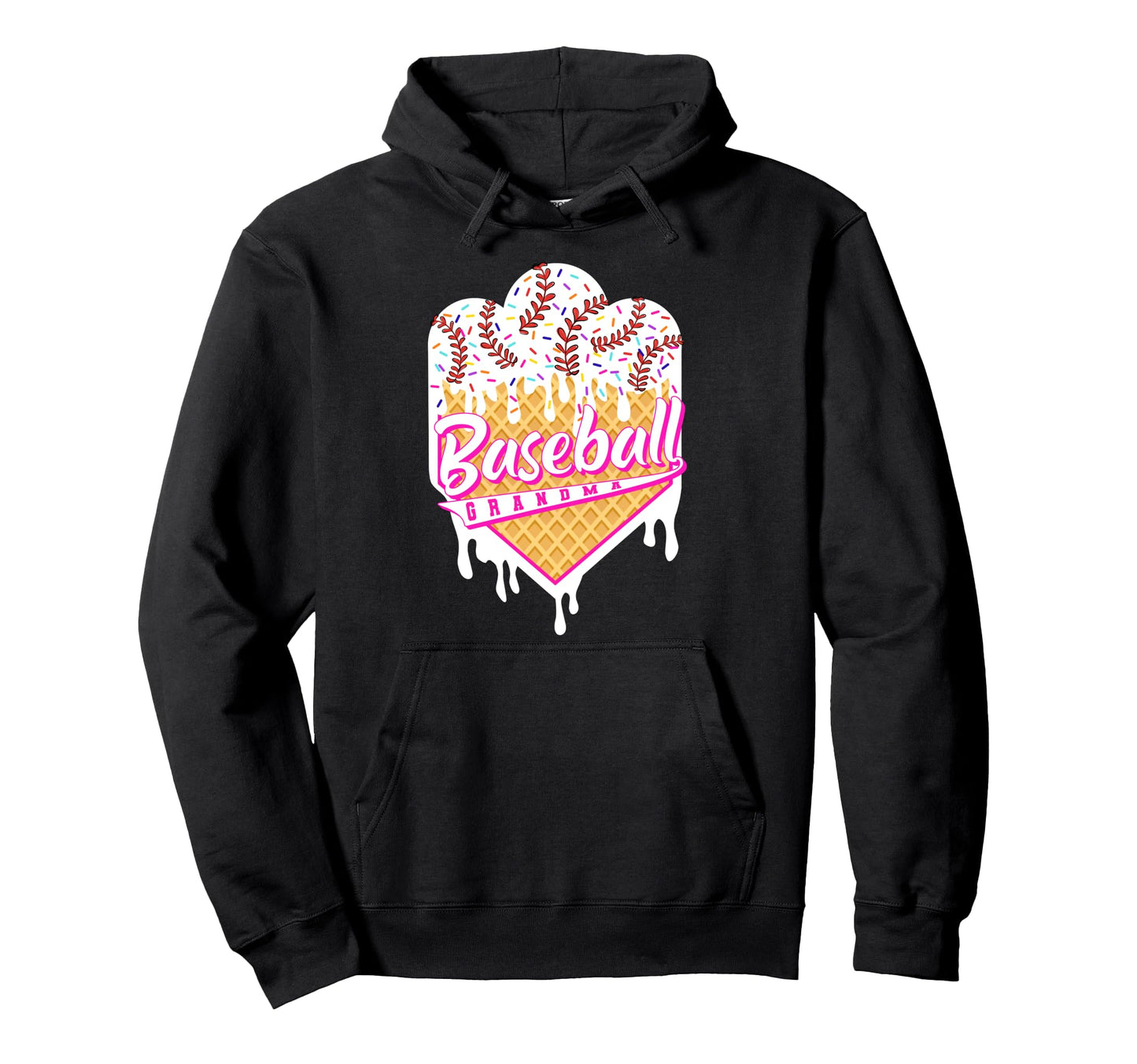 Baseball Grandma Ice Cream Drip Sweet Hoodie - Trendy Graphic Unisex - T-Shirt, Sweatshirt, Hoodie