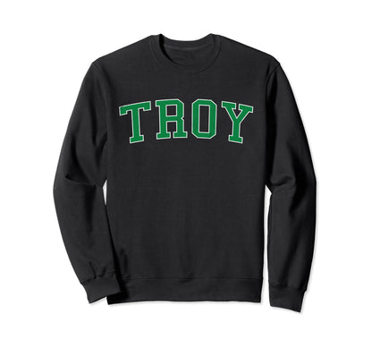 Troy Il Distressed Green Varsity Sweatshirt - Novelty Apparel for Adults - T-Shirt, Sweatshirt, Hoodie
