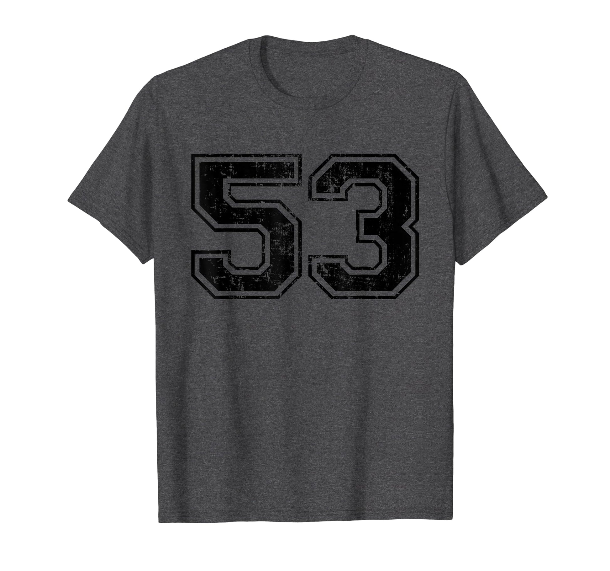 Number 53 Varsity Distressed Sport Team T-Shirt - Unique Graphic Men Women - T-Shirt, Sweatshirt, Hoodie