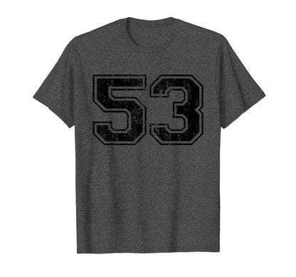 Number 53 Varsity Distressed Sport Team T-Shirt - Unique Graphic Men Women - T-Shirt, Sweatshirt, Hoodie