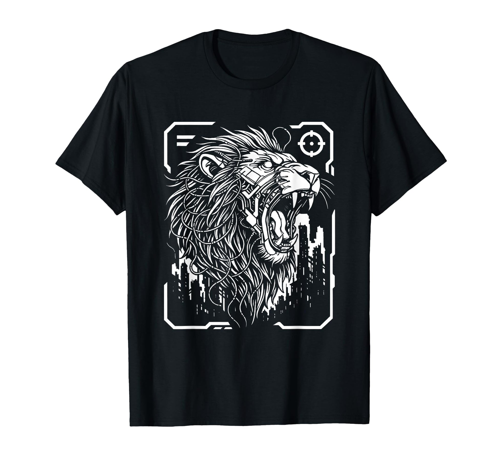 Cyber Lion Dystopian Techwear Aesthetic T-Shirt - Streetwear Style Unisex - T-Shirt, Sweatshirt, Hoodie