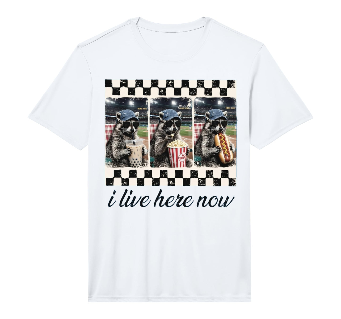 Mens I Live Here Now Racoon Funny T-Shirt - Novelty Apparel for Adults - T-Shirt, Sweatshirt, Hoodie